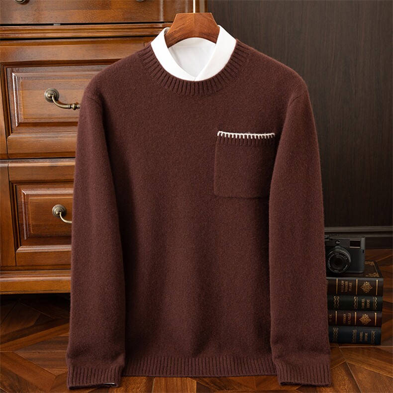 羊绒简约针织衫男毛线衫2024年秋季圆领羊绒衫，男装羊绒套衫，绒之心羊绒