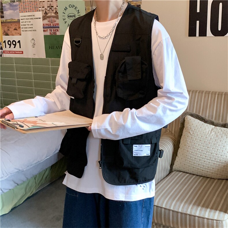 工装马甲男士宽松背心夏潮流百搭港风休闲机能坎肩外套W1037-P40,男装背心/马甲,星座512-2