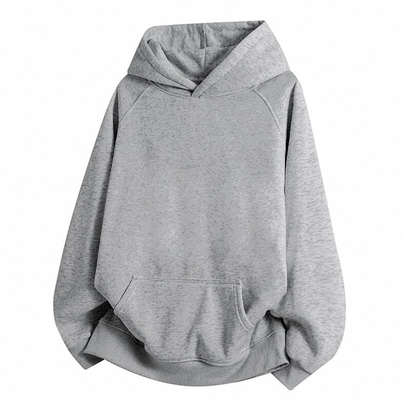 抖音得物高品质二开25秋冬华棉宽松纯色连帽牛角插肩袖卫衣CM14,男装卫衣,电商A486-1
