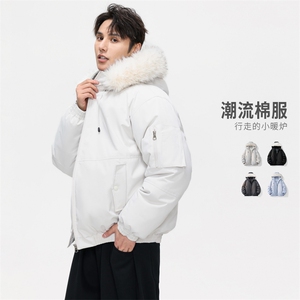 2025新款冬季男士毛领加绒棉衣美式复古棉外套棉袄MY2525-P100图片