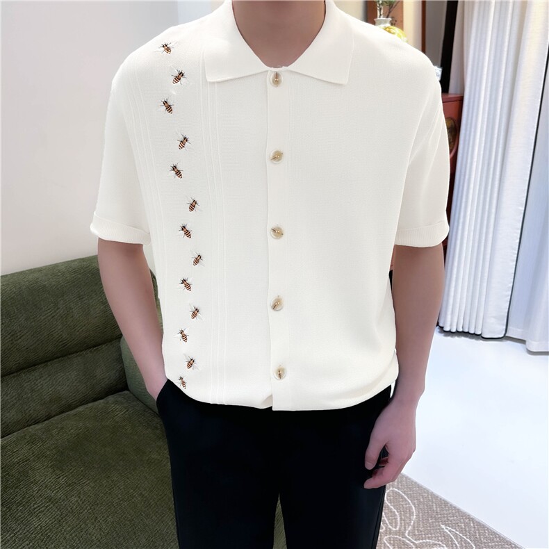 夏季男士冰丝针织密封刺绣翻领POLO衫 N6735-P58图片