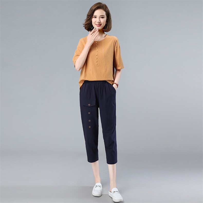 2021年夏季舒适修身纯色气质都市韩版简约宽松显瘦两件套装,女装套装/套裙,依恋蒂丝