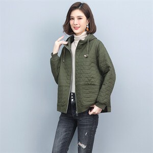连帽休闲外套女2025年春秋新款时尚宽松开衫百搭中年妈妈短款上衣图片