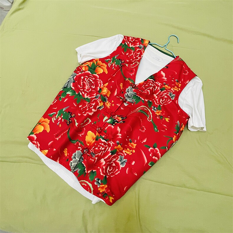 RM1情侣大花马甲双层团队服喜庆婚礼服M-5XL大码,男装背心/马甲,星座115A-1