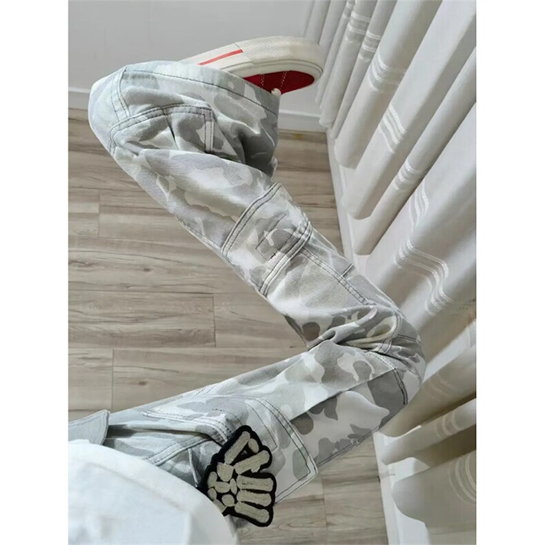 （现货）！美式高街迷彩宽松多口袋捏褶工装休闲裤，男装工装外套，星座617C