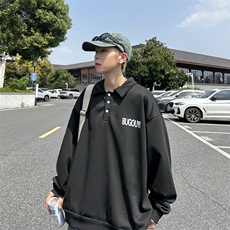 港风秋款男POLO领卫衣字母印花休闲夹克外套WY801P40，男装卫衣，星座1013-1