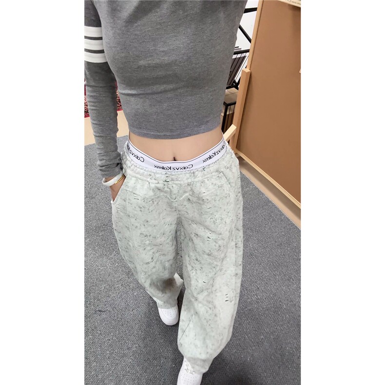 现货5千-KZ117-S-3XL-P45重磅350克割破撞色扎染美式弯刀宽松卫裤，男装休闲裤，星座1811B