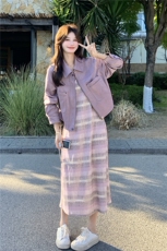 已出大货【26春新款】麂皮外套背心裙两件套2D001-6750-P195-K318，女装套装/套裙，2D001