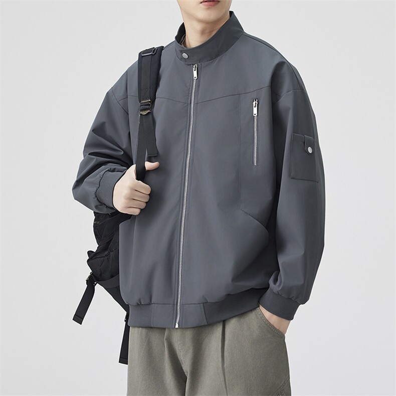 秋季新款宽松棒球领夹克男纯色上衣外套DSA157B-JK7925-特P63,男装夹克,电商A157B