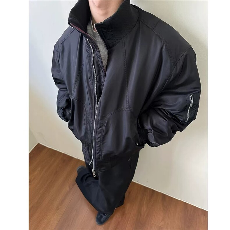 短款廓形飞行员棉衣冬季小众高级感痞帅保暖棒球服外套D390 P108图片