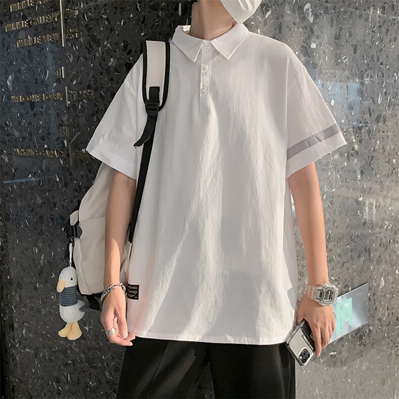 港风原宿翻领短袖T恤男加肥大码POLO衫宽松胖子立领半袖T693-P30,男装T恤,星座512-4