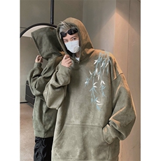 抖音品质秋季新款新中式竹叶印花麂皮绒卫衣wljp262-特45控79，男装卫衣，星座605(原A050)