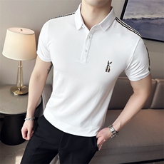 2024新款丝光珠地面料修身翻领短袖POLO衫男PL9303-p55，男装Polo衫，电商D303