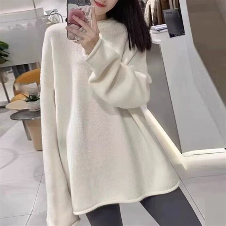 2025年秋季新款百搭女士长袖圆领保暖针织衫，女装针织衫/毛衣，佑昭祥羊绒