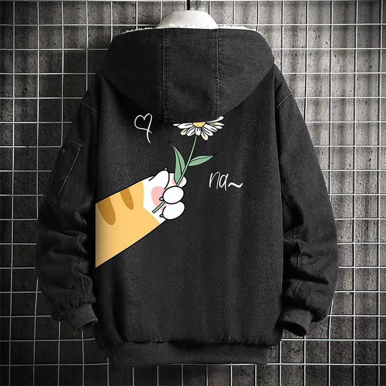 牛仔外套男大码加厚加绒衣男羊羔毛服男 NM53265-P140  网格图片