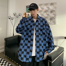 韩版棋盘格子衬衫男长袖春装痞帅潮衬衣外套休闲宽松新款C2206，男装衬衫，星座1116A-1（原606A）