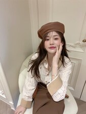 新版条纹衬衫，女装衬衫，唇蔻