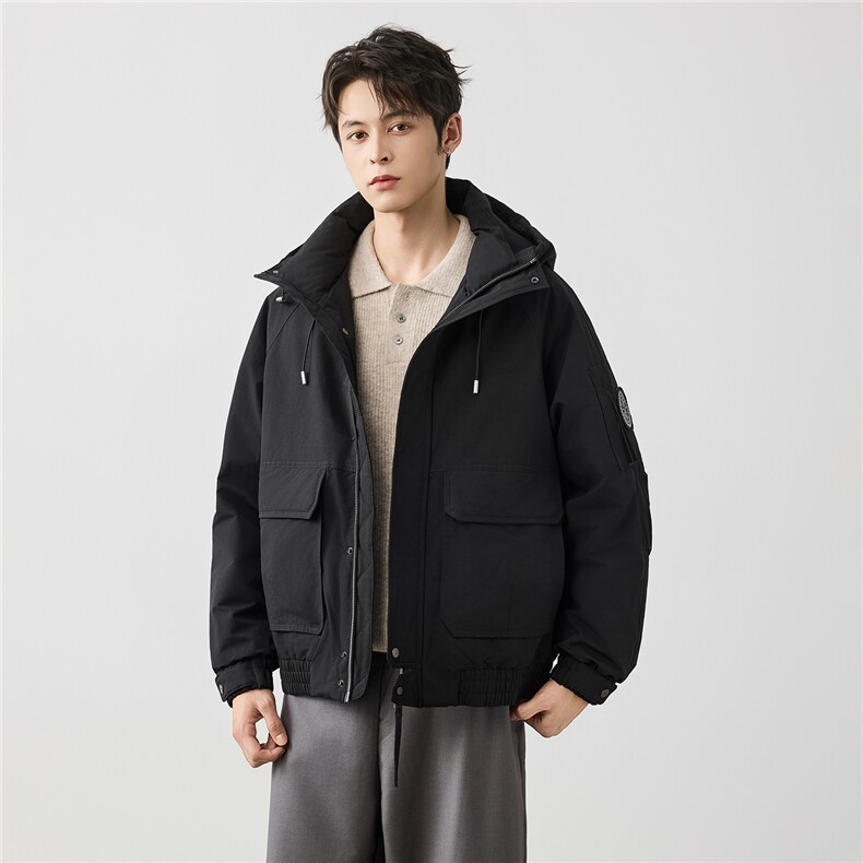 2025男款极简港风连帽短款羽绒服W5901-P248,男装羽绒服,电商D215