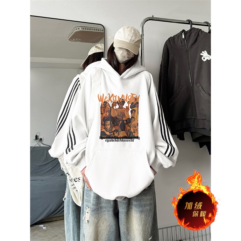 抖音得物供货提供视频秋冬重磅美式宽松织带连帽卫衣0431，男装卫衣，电商A486