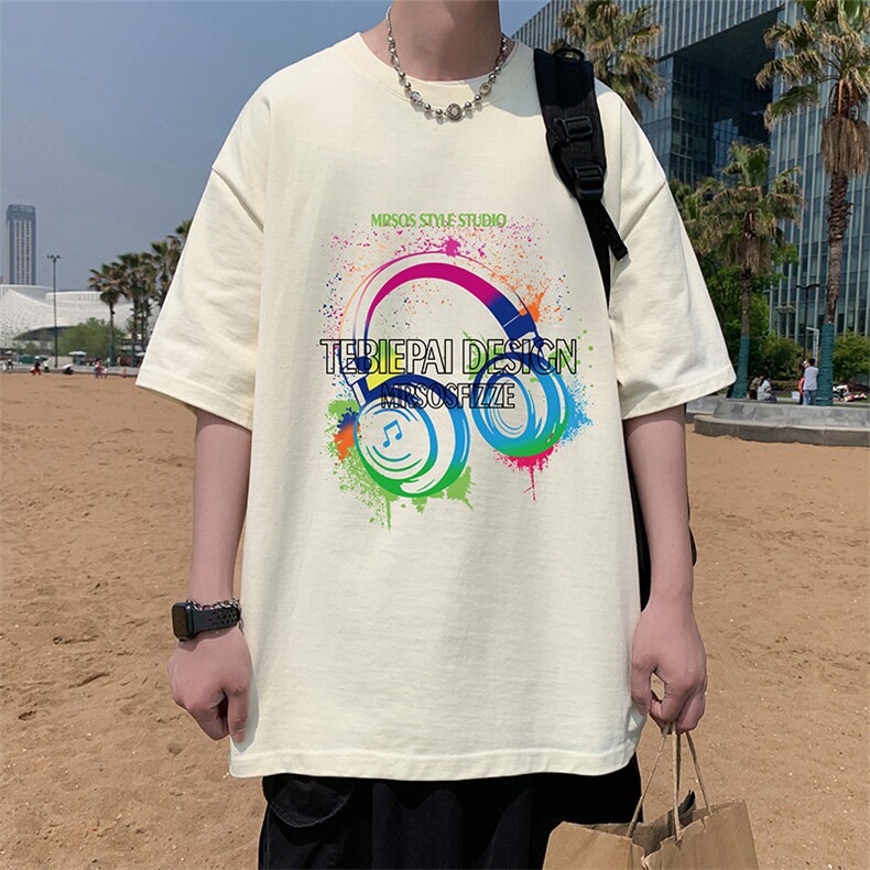 T782P26夏季新品港风高街美式短袖T恤宽松ins重磅纯棉体恤,男装T恤,星座304A