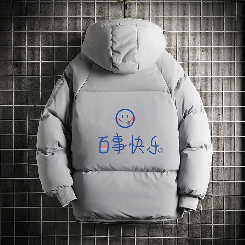 MY16183-P100 加厚加绒连帽衣男大码服男面包服男 网格挂拍图片