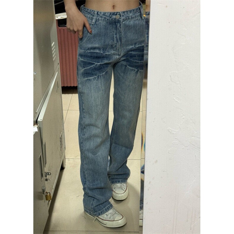 【有货】K7053HH-特P48浅蓝色闪电纹牛仔裤男女设计感直筒裤子,男装牛仔裤,星座1007（原301D）