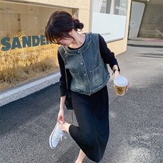 现货~~！！新款马甲+针织连衣裙两件套P135188，女装套装/套裙，2C262