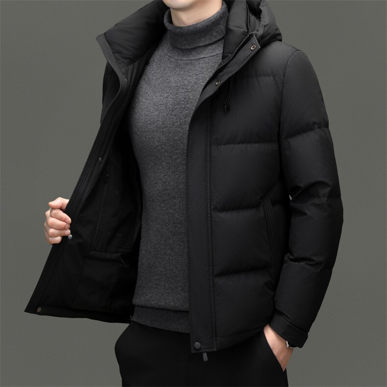 冬季男士鸭绒羽绒服时尚商务面包服保暖加绒男品质潮服连帽外套,男装羽绒服,钱塘6003（原4033）