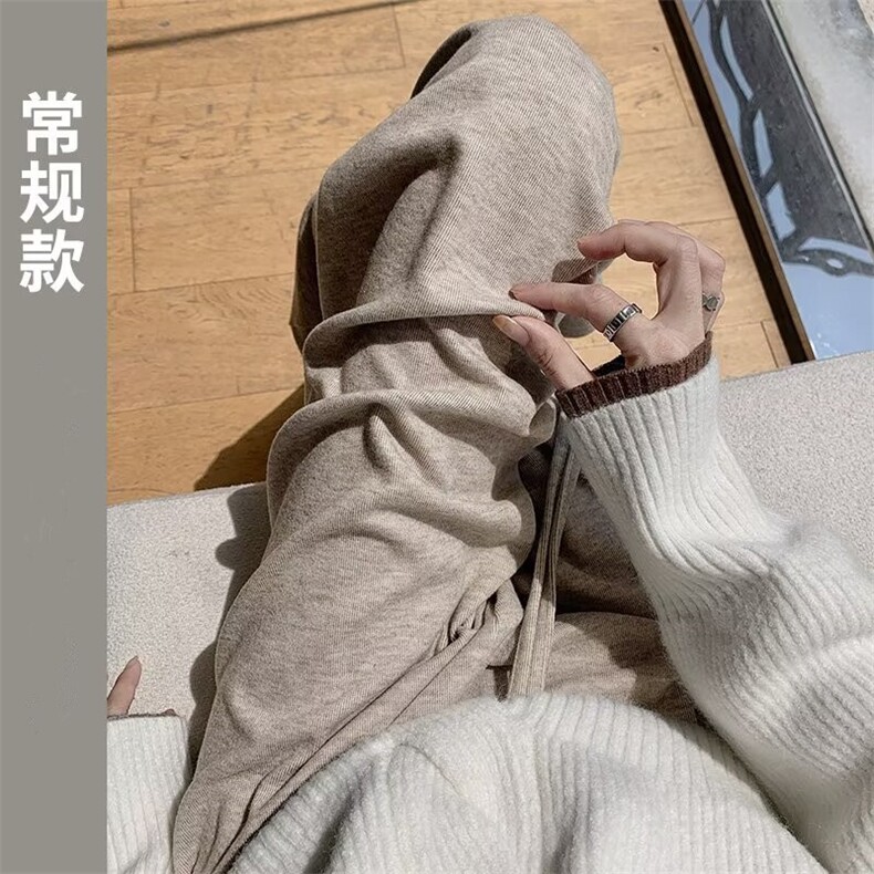 糯米休闲裤女秋冬加绒胖mm显瘦梨形身材阔腿裤LRA363-p35加绒45,男装卫衣,星座1008