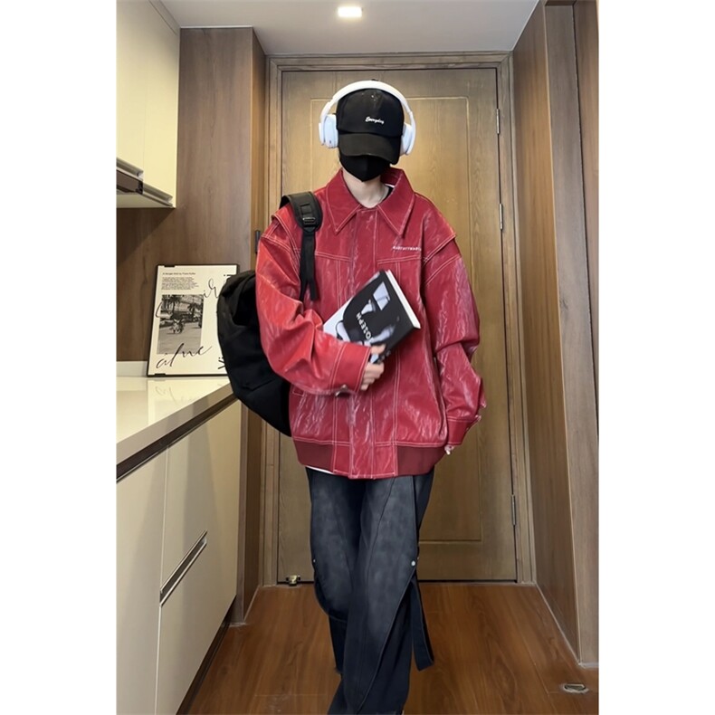 直播品质多结构复古皮衣美式潮牌假两件皮夹克1213-DY2316-特108,男装夹克,星座1213