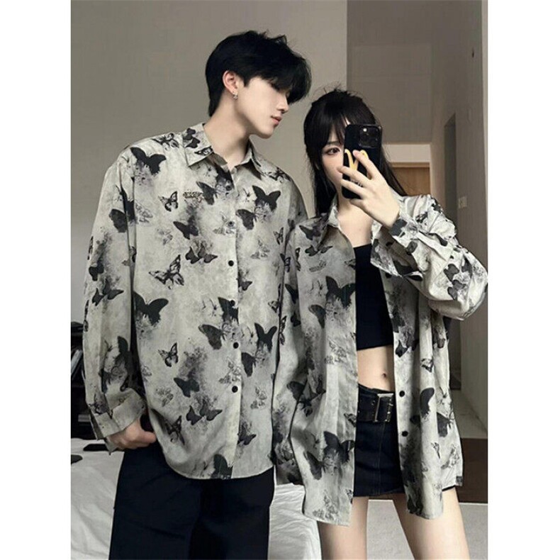 春夏季男女长袖衬衫花蝴蝶扎染防晒小众薄款开衫外套上衣 C13图片