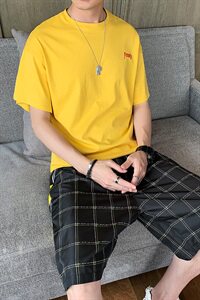 男士潮牌套装2021夏季新款韩版潮流时尚休闲运动一套DS785T图片