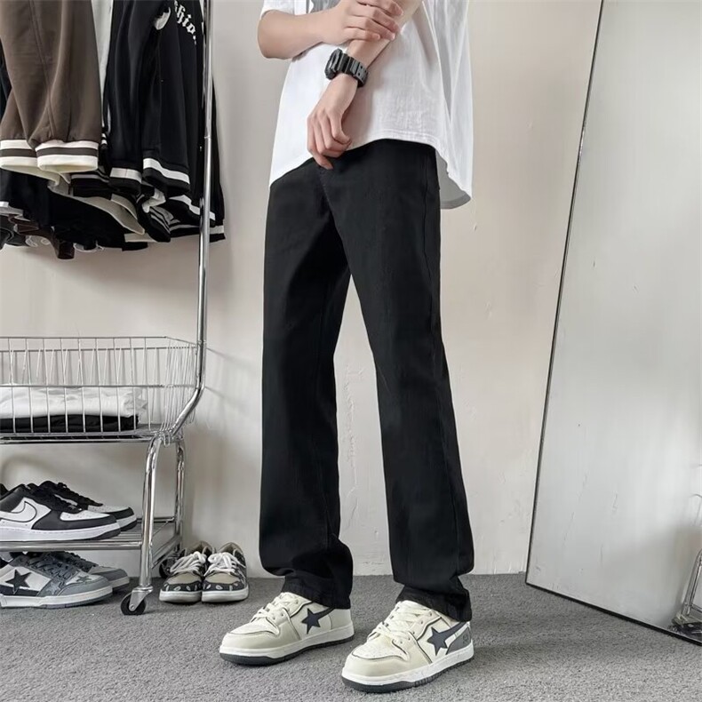 春季男牛仔裤美式高街痞帅vibe潮牌做旧直筒修身微喇裤QN7655-p33,男装牛仔裤,星座1008-2