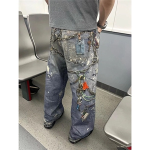 【套图3】903-AK91-特P70【98】S-3XL  印花牛仔裤！1图片