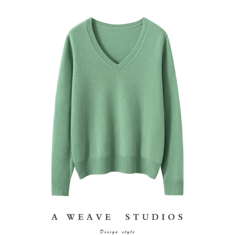 2025秋新款羊绒衫女100纯山羊绒气质慵懒V领套衫高级保暖针织衫，女装针织衫/毛衣，旭日羊绒