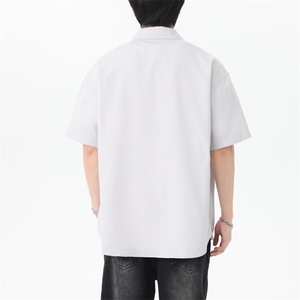 GENIOLAMODE夏季日系竖状条纹短袖衬衫男2025新款复古宽松休闲潮图片
