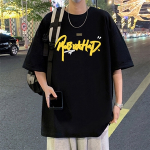 T797纯棉宽松短袖t恤男夏季新款透气休闲圆领体恤衫oversize半袖图片