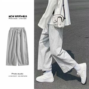 2021薄阔腿夏季卫裤ins潮街头运动裤学生直筒宽松 现货 K283-P28图片
