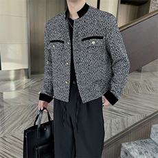 秋冬网红痞帅ins高级感小香风外套男短款夹克潮JK9163-P125控155，男装夹克，电商B267