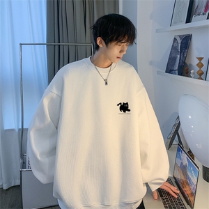 华夫格秋季新款港风小猫印花潮流宽松卫衣JK23377特批25-控48图片