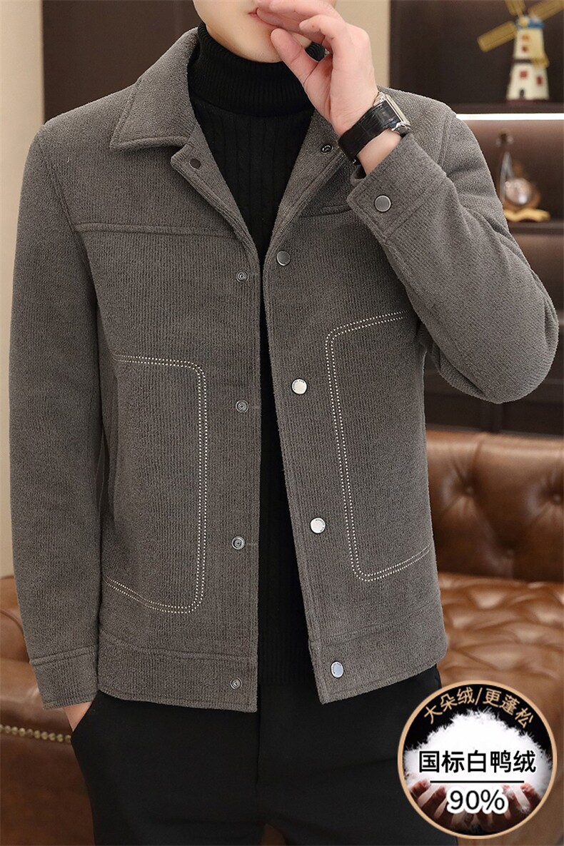 新标90白鸭绒有男士羽绒服金貂绒毛呢大衣外套YR2512-P175,男装羽绒服,星座210-3