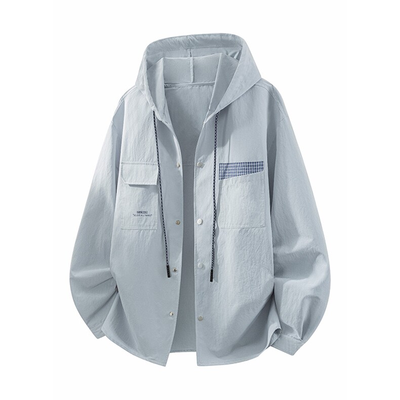 85817-P60M-8XL2026春季新款大码连帽开衫天丝棉衬衫外套，男装衬衫，星座109