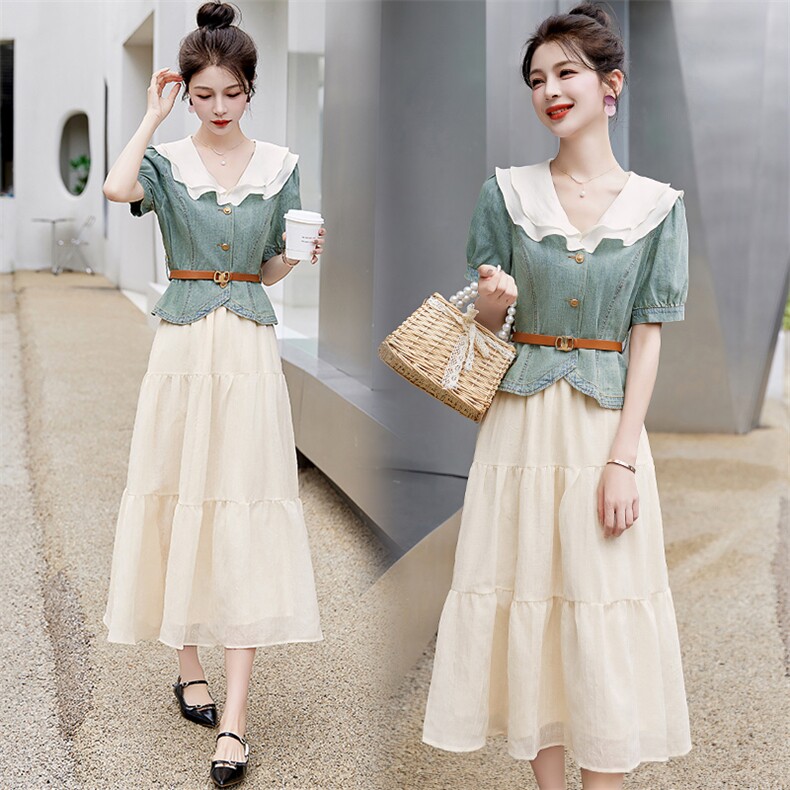 小香风牛仔女2025夏季新款高级感气质小清新收腰连衣裙，女装连衣裙，魅影