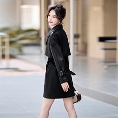 安克拉红色皮衣女2024新款小个子皮夹克秋季pu皮风衣外套女高级感，女装皮衣，潮流依族