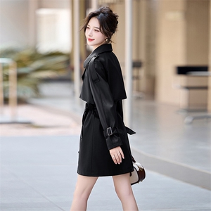 安克拉红色皮衣女2024新款小个子皮夹克秋季pu皮风衣外套女高级感图片