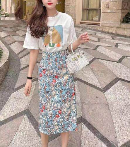 印花二件套花半群，女装，艾丽贝儿