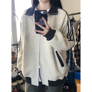 抖音得物高品质 美式高街重磅结构设计拼接织带立领卫衣外套 CM42图片