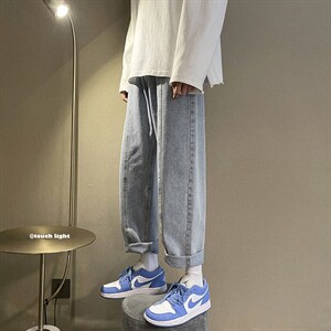 四季纯色宽松直筒老爹男女牛仔裤X715NZ0116批45控68,男装牛仔裤,星座715