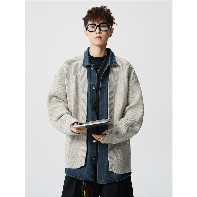 8724-P802025年冬季新款休闲毛衣男士时尚翻领长袖宽松针织开衫，男装针织衫/毛衣，电商A113