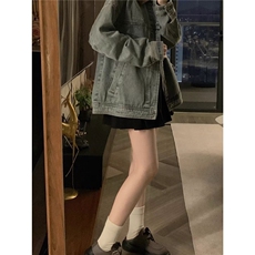 F4006-P64美式复古水洗做旧牛仔外套女春秋2025韩版宽松休闲，男装工装外套，电商B323A